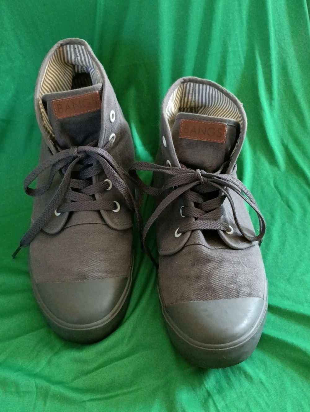 Bangs Men And Women Dark Brown High-Top Canvas Sneakers Men's Size 8 Women's 9.5